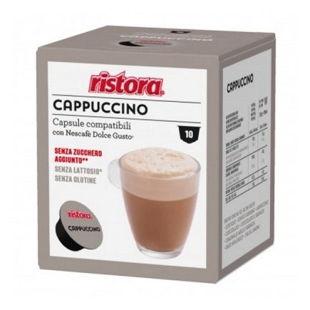 Ristora Dolce Gusto Cappuccino 10 capsule senza lattosio.