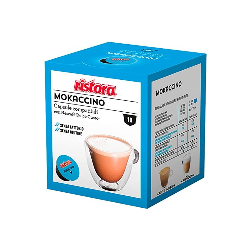 Ristora Dolce Gusto Mokaccino senza Lattosio 10 capsule .